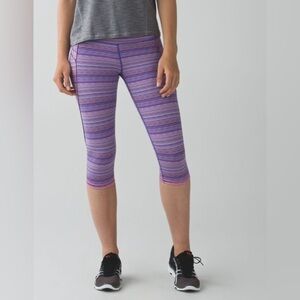 Lululemon Run: Top Speed Crop Space Dye Twist Iris Flower Pink Shell Sz 8